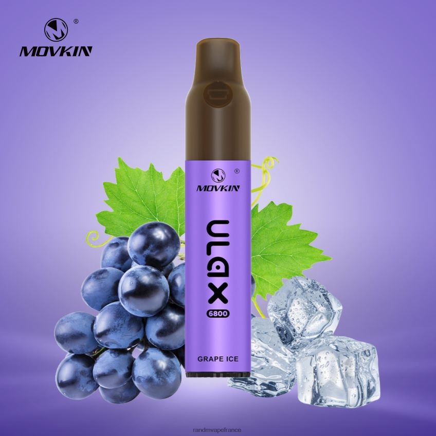RandM Vape France - RandM Movkin Ulax Dispositif de vape jetable rechargeable 6800 (bobine en céramique) glace aux raisins 8V0DL062
