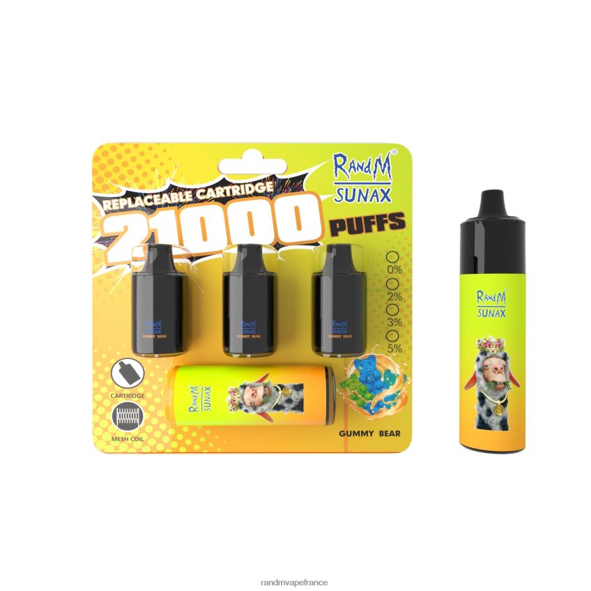 RandM Shop Avis - RandM Sunax Dispositif de vape remplaçable avec module de contrôle du flux d\'air 21000, 1 pièce Baies mélangées 8V0DL0270