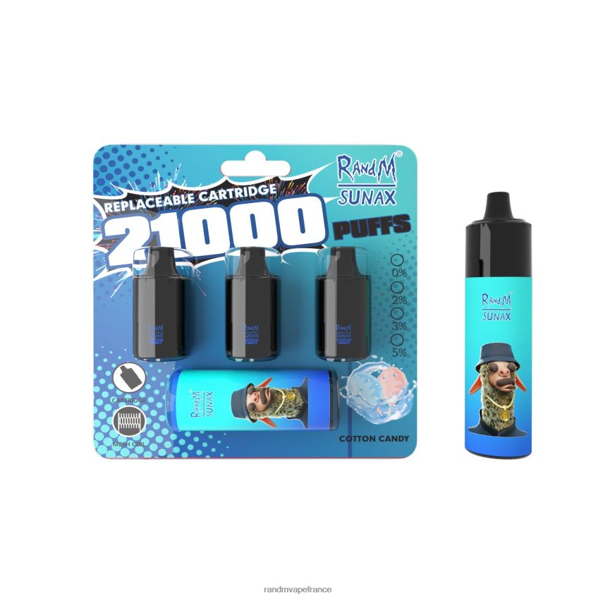 RandM Vape Paris - RandM Sunax Dispositif de vape remplaçable avec module de contrôle du flux d'air 21000, 1 pièce barbe à papa 8V0DL0273