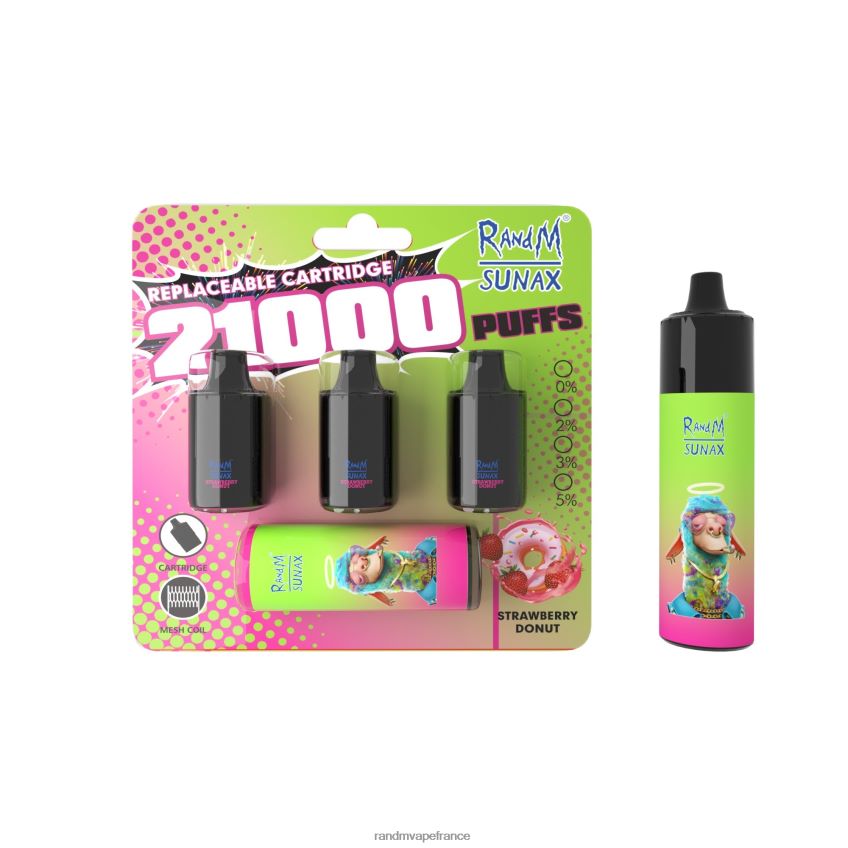 RandM Vape Prix - RandM Sunax Dispositif de vape remplaçable avec module de contrôle du flux d'air 21000, 1 pièce beignet aux fraises 8V0DL0267