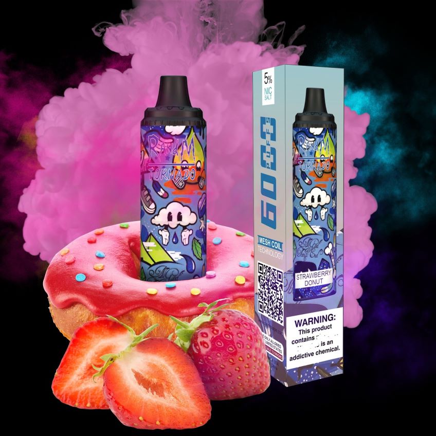 RandM Tornado Puff - RandM Tornado Dispositif de contrôle du flux d'air 6000, 1 pièce beignet aux fraises 8V0DL0285