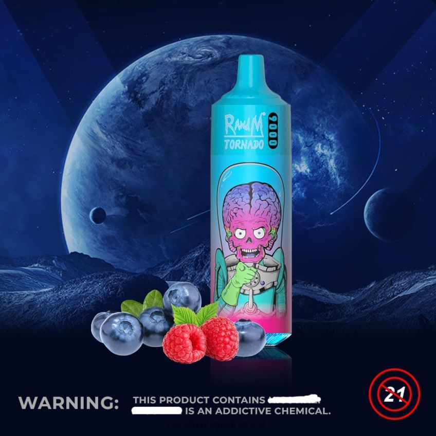 RandM Prix - RandM Tornado Appareil 9000 vape pod 1pc version 1 myrtille framboise 8V0DL0126
