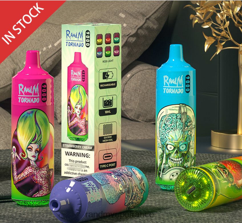 RandM Shop Avis - RandM Tornado Appareil à dosettes de vape 9000 1pc version 2 crème de fraises 8V0DL0150