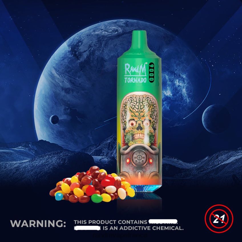 RandM Tornado France - RandM Tornado Appareil 9000 vape pod 1pc version 1 bonbons arc-en-ciel 8V0DL0131