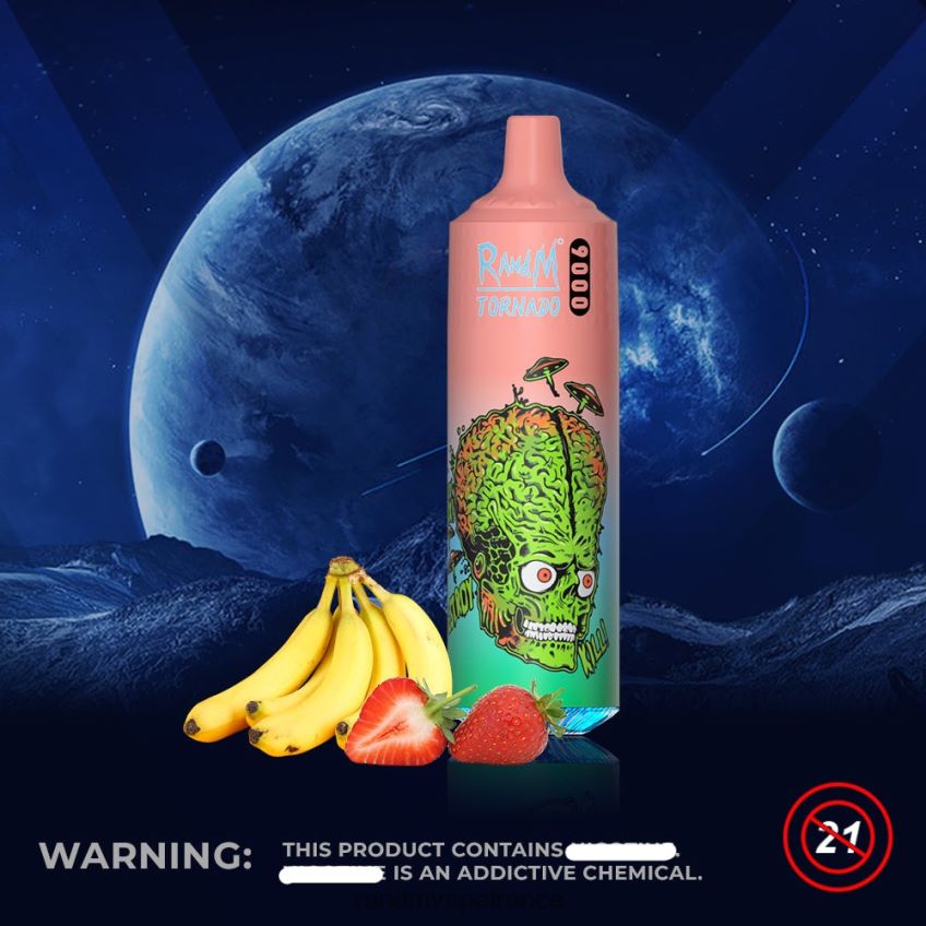 RandM Tornado Marseille Avis - RandM Tornado Appareil 9000 vape pod 1pc version 1 fraise banane 8V0DL0134