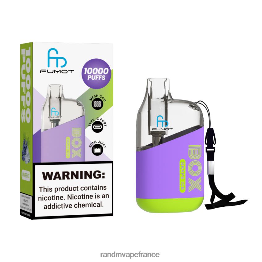 RandM Vape Avis - Fumot Original RandM Tornado Box Dispositif de vape de contrôle du débit d'air 10000 1 pièce glace aux raisins 8V0DL089