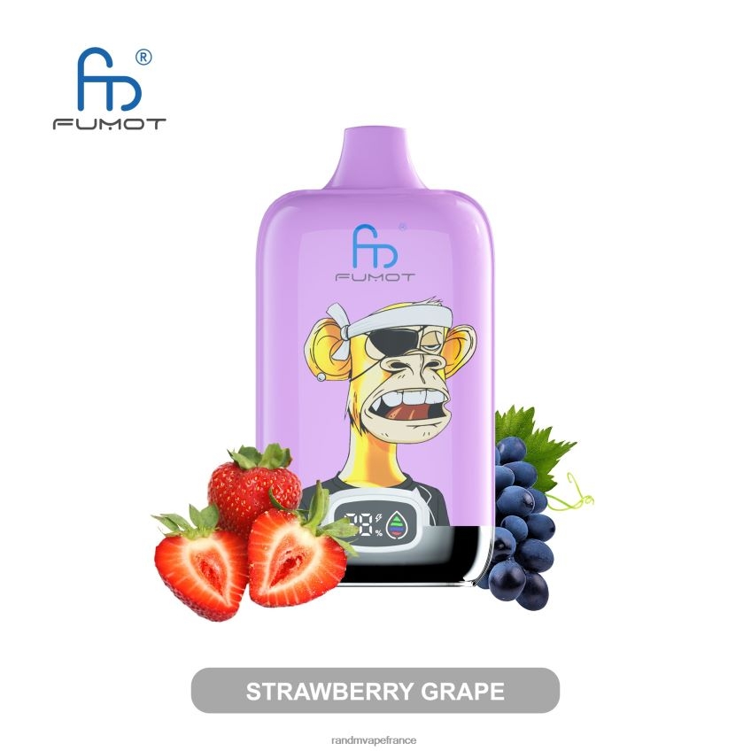 RandM Tornado Puff - Fumot Original RandM Digital Box Batterie 12000 et dispositif de vape à affichage liquide raisin fraise 8V0DL015