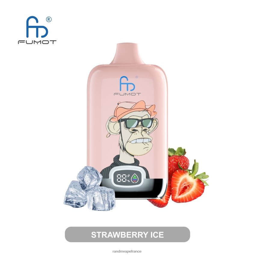 RandM Vape Avis - Fumot Original RandM Digital Box Batterie 12000 et dispositif de vape à affichage liquide glace à la fraise 8V0DL09