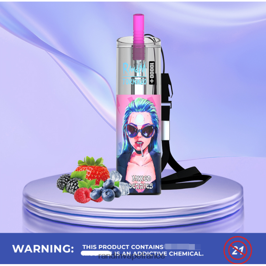 RandM Tornado Paris - RandM Tornado 10000 plus dispositif de vape de contrôle du flux d'air 1 pièce Baies mélangées 8V0DL078