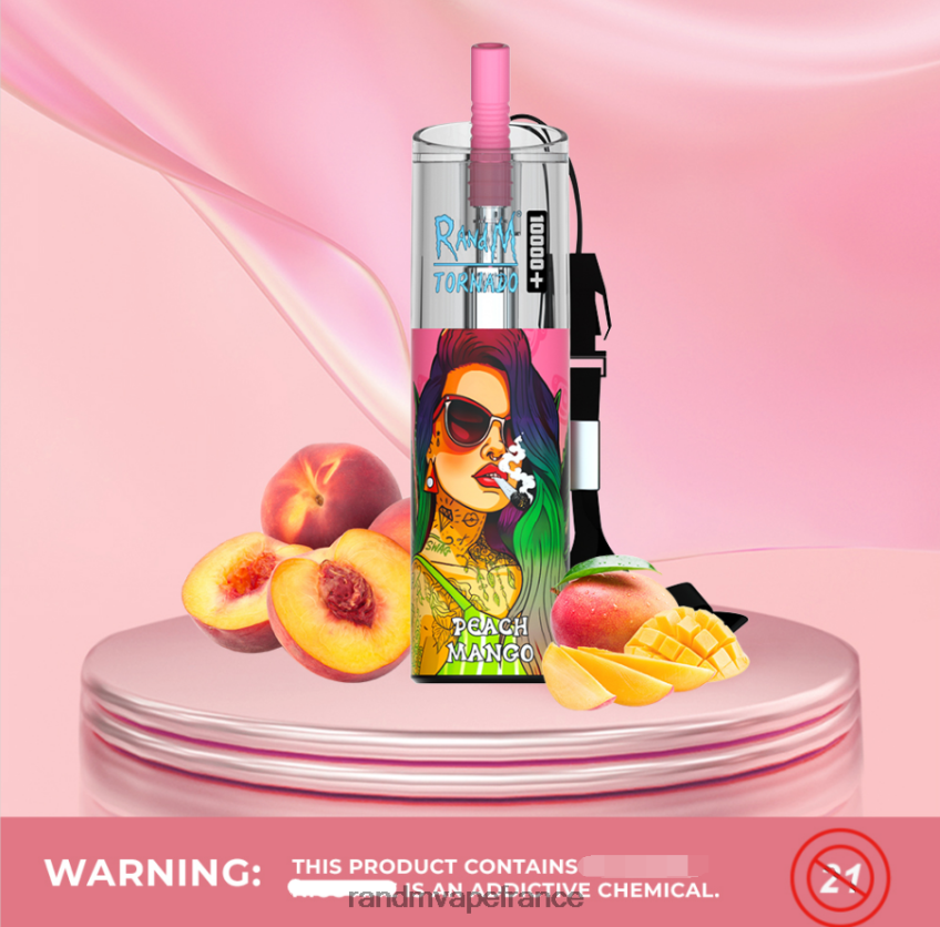 RandM Tornado Puff - RandM Tornado 10000 plus dispositif de vape de contrôle du flux d'air 1 pièce pêche mangue 8V0DL085