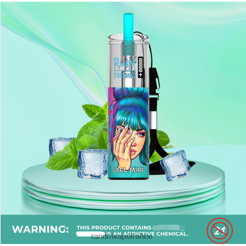 RandM Vape France - RandM Tornado 10000 plus dispositif de vape de contrôle du flux d'air 1 pièce menthe fraîche 8V0DL072