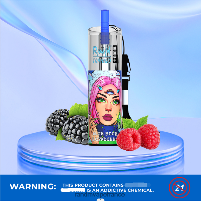 RandM Vape Paris - RandM Tornado 10000 plus dispositif de vape de contrôle du flux d'air 1 pièce framboise bleue aigre 8V0DL083