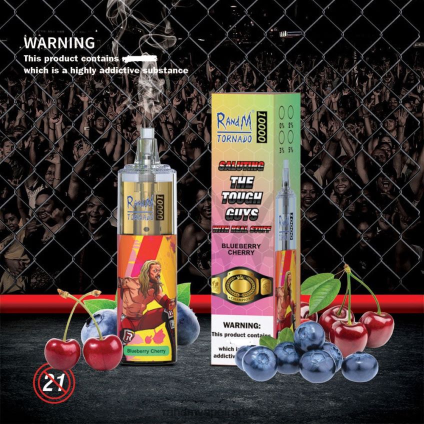 RandM Vape Paris - RandM Tornado Dispositif de vape de contrôle du débit d'air 10000 1 pièce cerise aux myrtilles 8V0DL0103