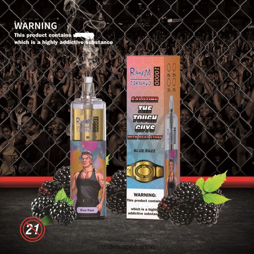 RandM Vape Paris - RandM Tornado Dispositif de vape de contrôle du débit d\'air 10000 1 pièce cerise aux myrtilles 8V0DL0103