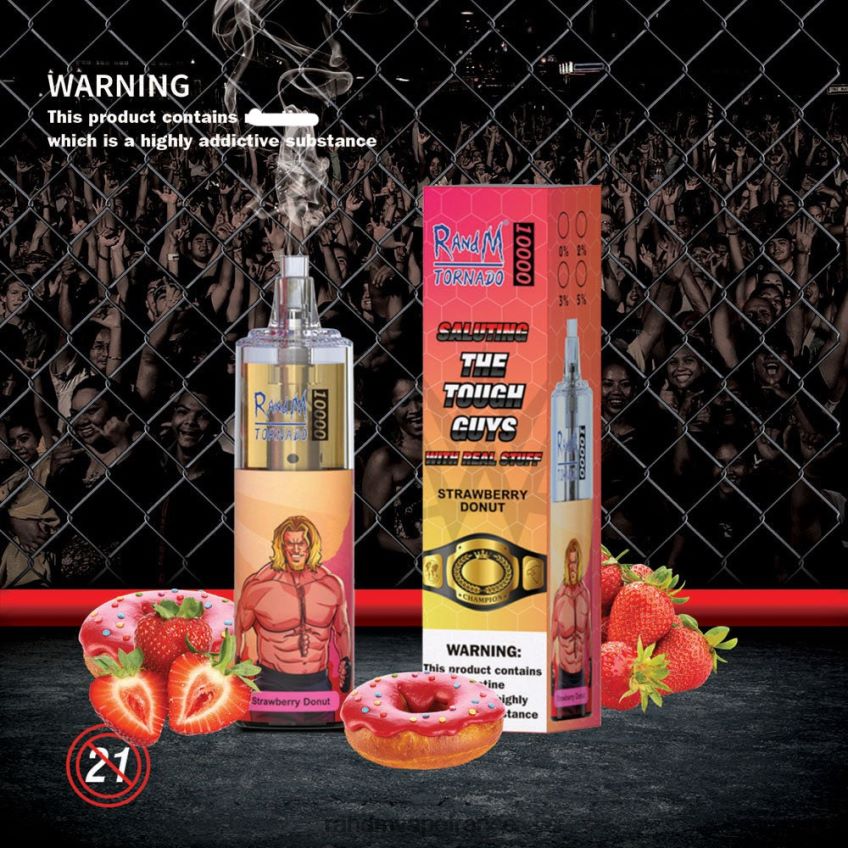 RandM Vape Prix - RandM Tornado Dispositif de vape de contrôle du débit d'air 10000 1 pièce beignet aux fraises 8V0DL0107