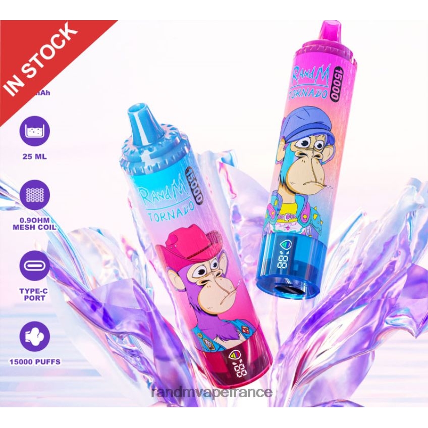 RandM Prix - Fumot RandM Tornado Appareil de vape 15000 avec batterie et affichage ejuice version 1 vimto 8V0DL026