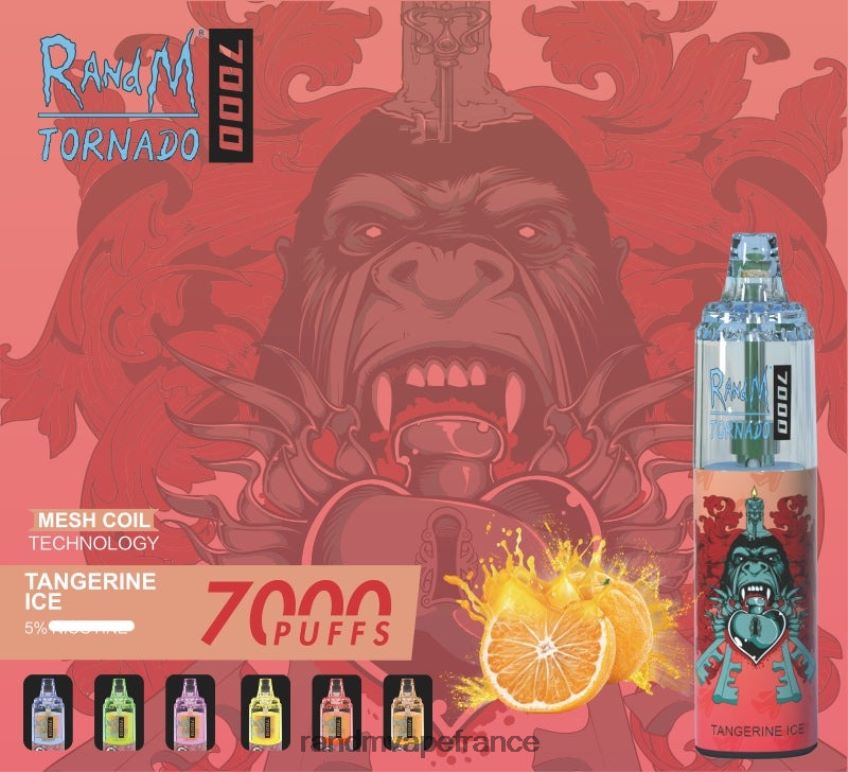 RandM Prix - RandM Tornado Dispositif de vape de contrôle du flux d'air 7000 1 pièce glace à la mandarine 8V0DL0166