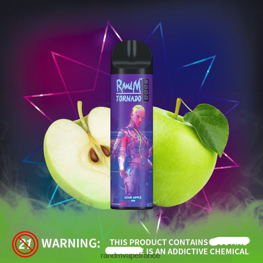 RandM Shop Avis - RandM Tornado Dispositif de vape de contrôle du flux d'air 8000 1 pièce pomme aigre 8V0DL0240