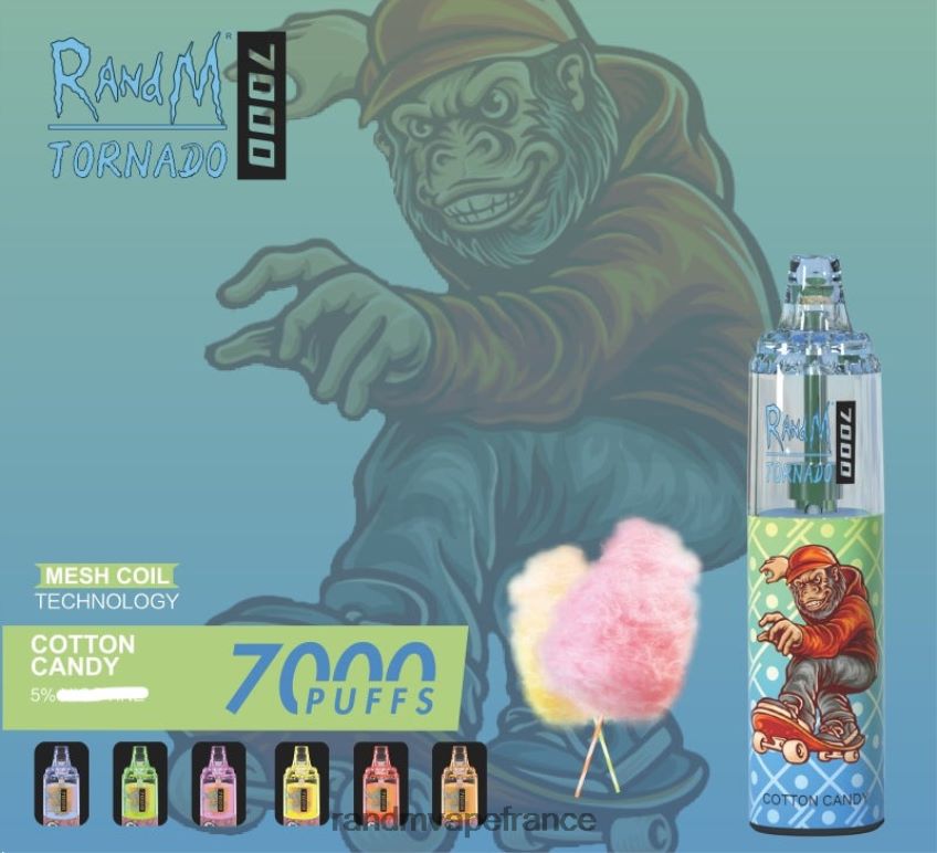 RandM Tornado France - RandM Tornado Dispositif de vape de contrôle du flux d'air 7000 1 pièce barbe à papa 8V0DL0181