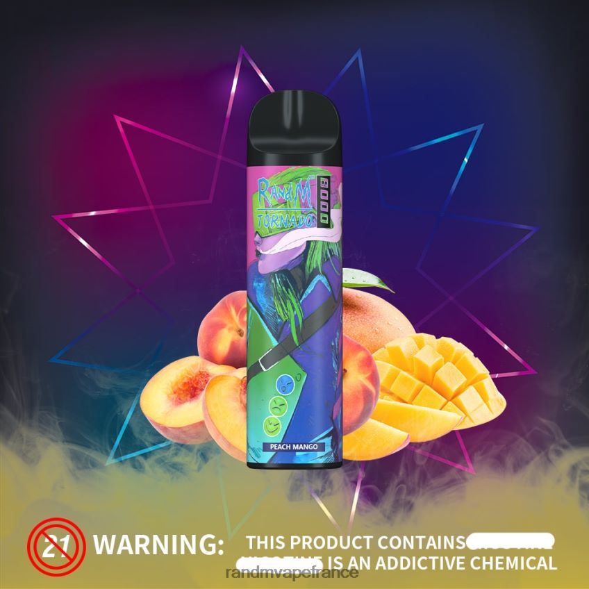 RandM Tornado France - RandM Tornado Dispositif de vape de contrôle du flux d'air 8000 1 pièce pêche mangue 8V0DL0251