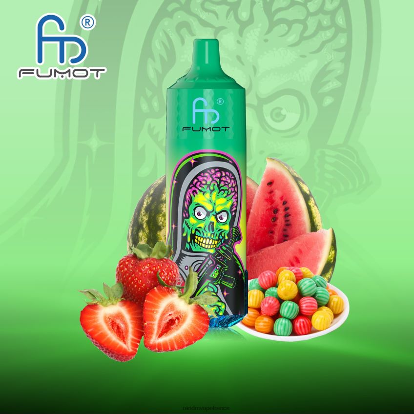 RandM Tornado France - Fumot RandM Tornado Appareil de vape 9000 pro avec batterie et écran ejuice version 1 bubblegum fraise pastèque 8V0DL0201