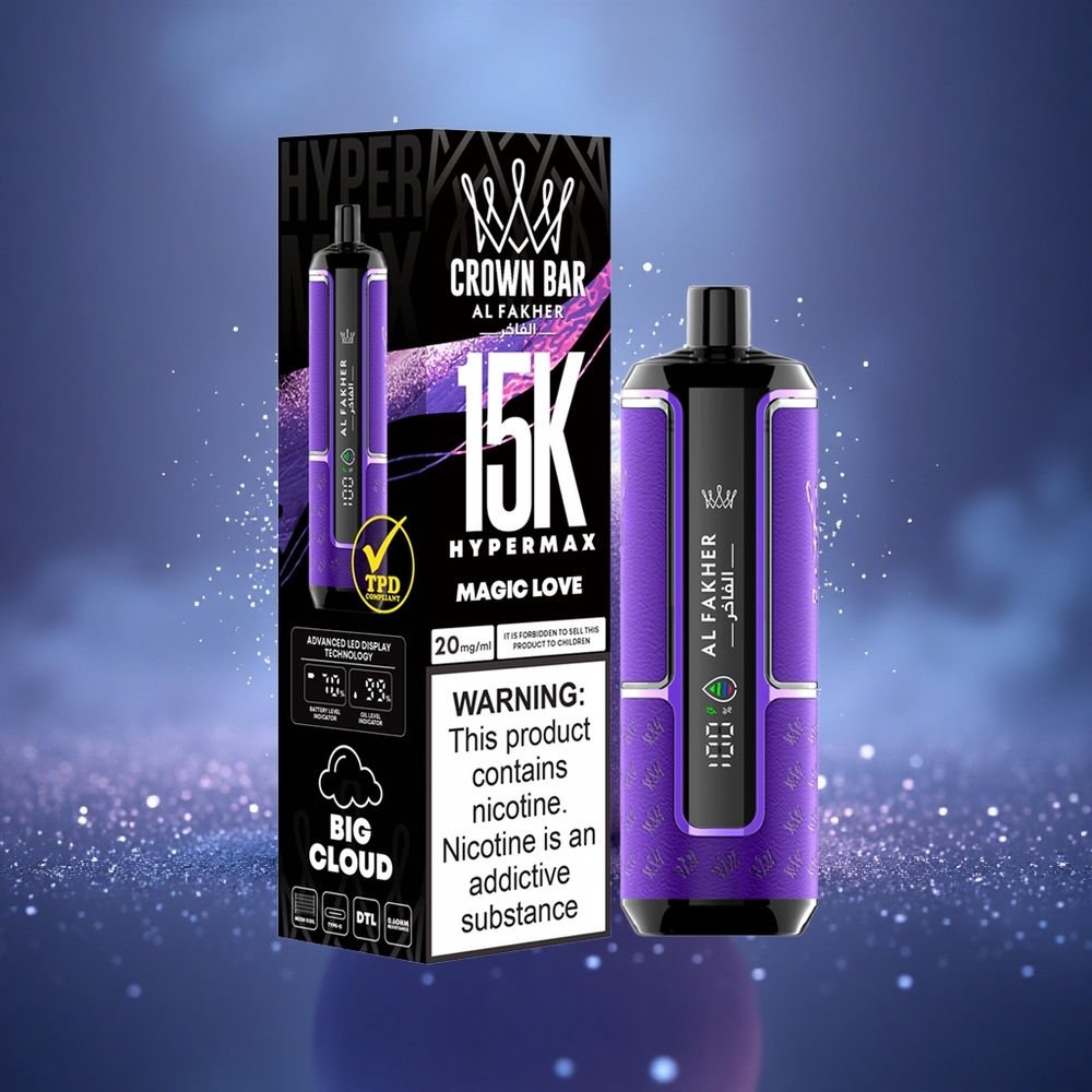 Al Fakher Crown Bar 15K Hypermax Amour Magique Hypermax Léger Portable