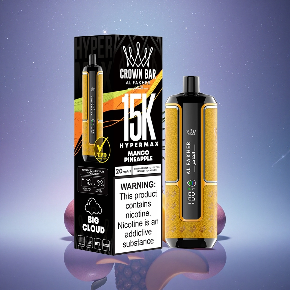Al Fakher Crown Bar 15K Hypermax Ananas Mangue Hypermax Léger Portatif