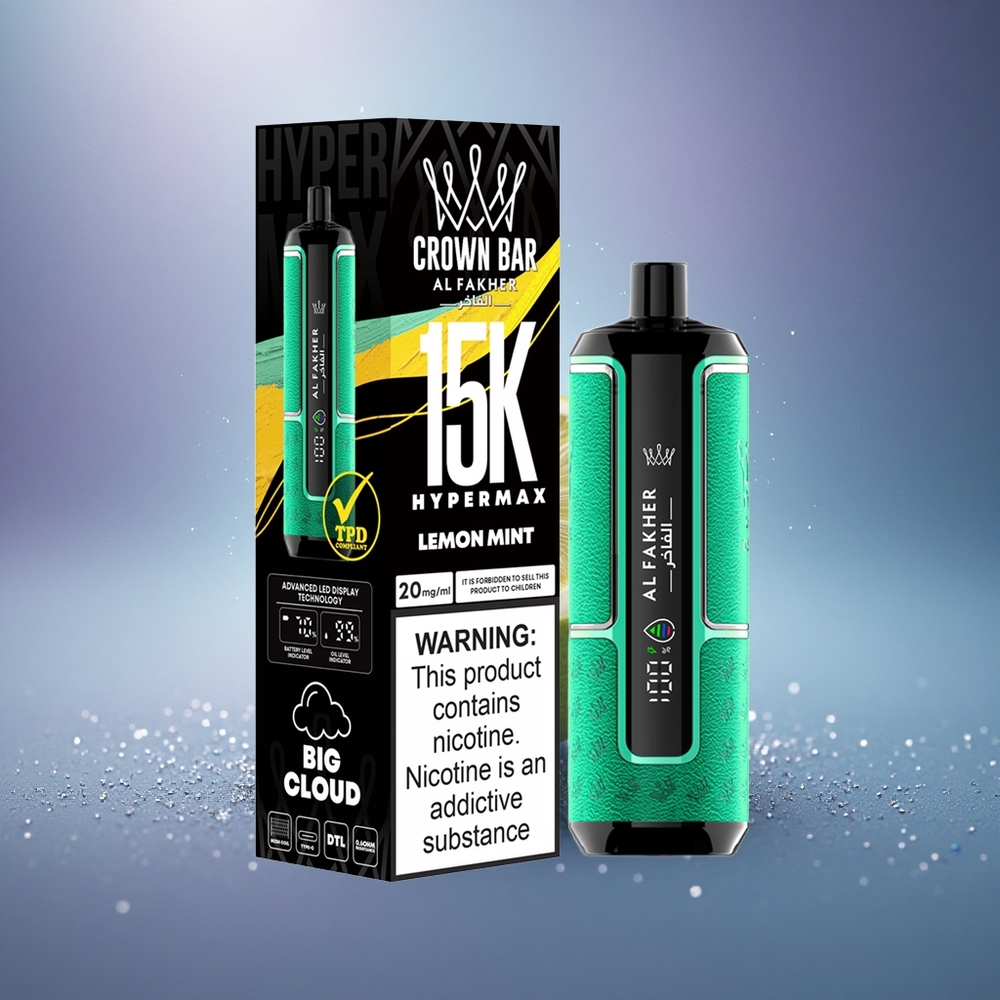 Al Fakher Crown Bar 15K Hypermax Citron Menthe Hypermax Portable