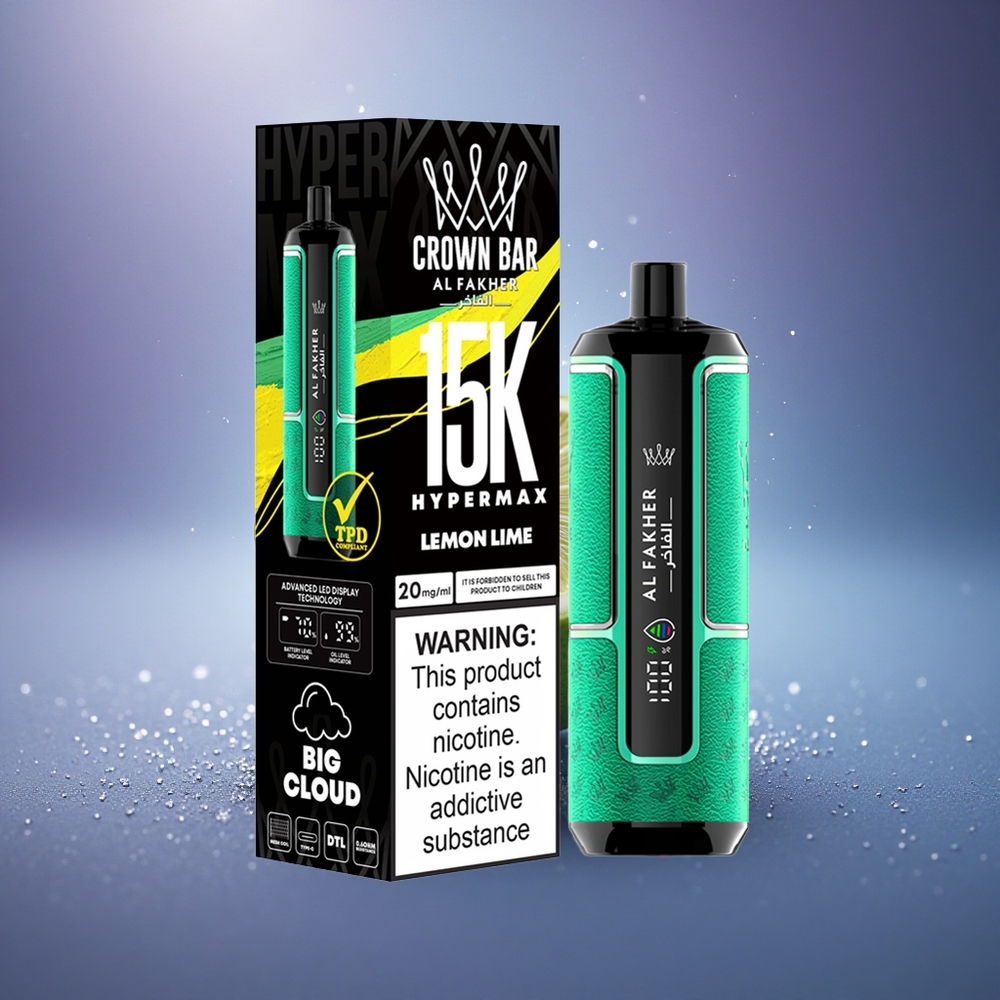 Al Fakher Crown Bar 15K Hypermax Citron Vert Hypermax Port-C Léger