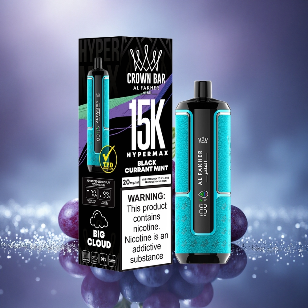 Al Fakher Crown Bar 15K Hypermax Menthe Cassis Hypermax Portable 22ml