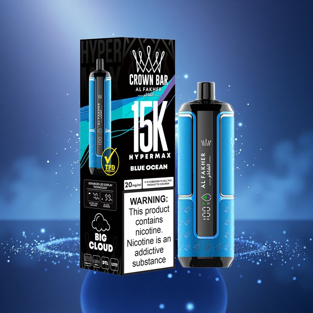 Al Fakher Crown Bar 15K Hypermax Océan Bleu Hypermax Portable 22ml