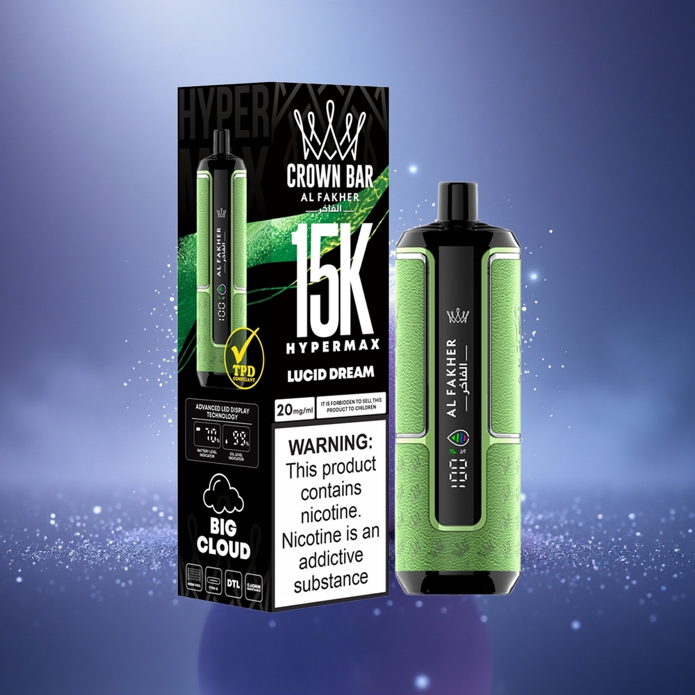 Al Fakher Crown Bar 15K Hypermax Rêve Lucide Hypermax Portable Type-C