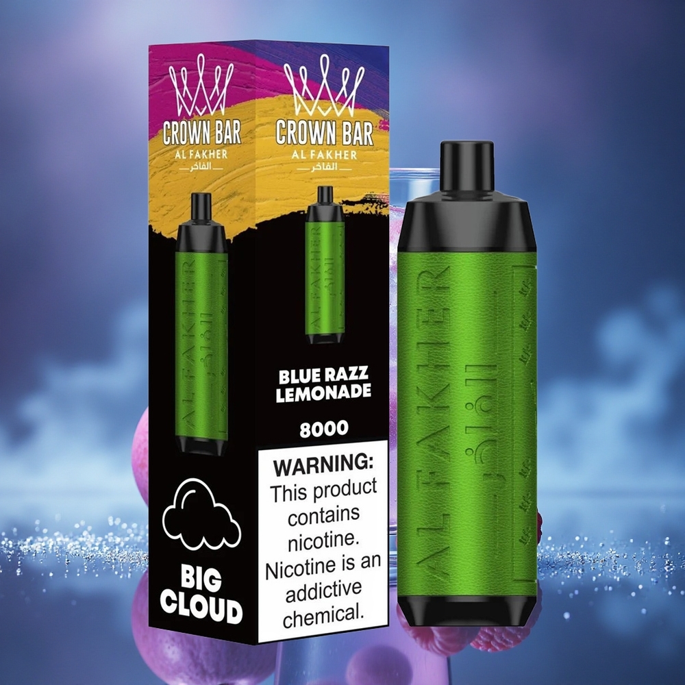 Al Fakher Crown Bar 8000 Crystal Citronade Bleu Razz à la Résistance 0,6 Ohm