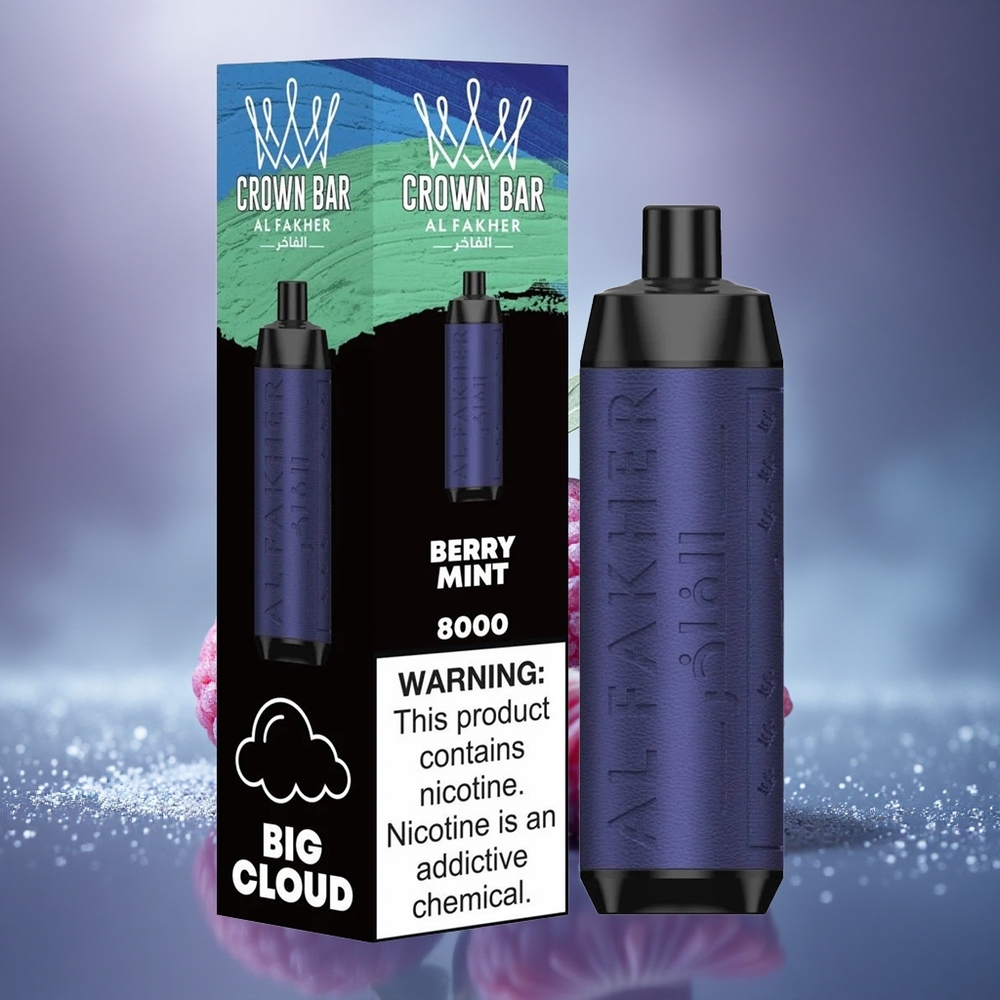 Al Fakher Crown Bar 8000 Crystal Menthe Baie Cristal - Batterie 600mah - Résistance 0.6 ohm