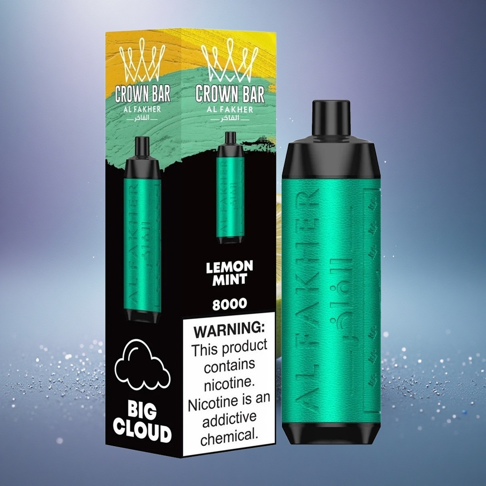 Al Fakher Crown Bar 8000 Crystal Menthe Citronnée avec Batterie 600mah et Résistance 0.6 ohm