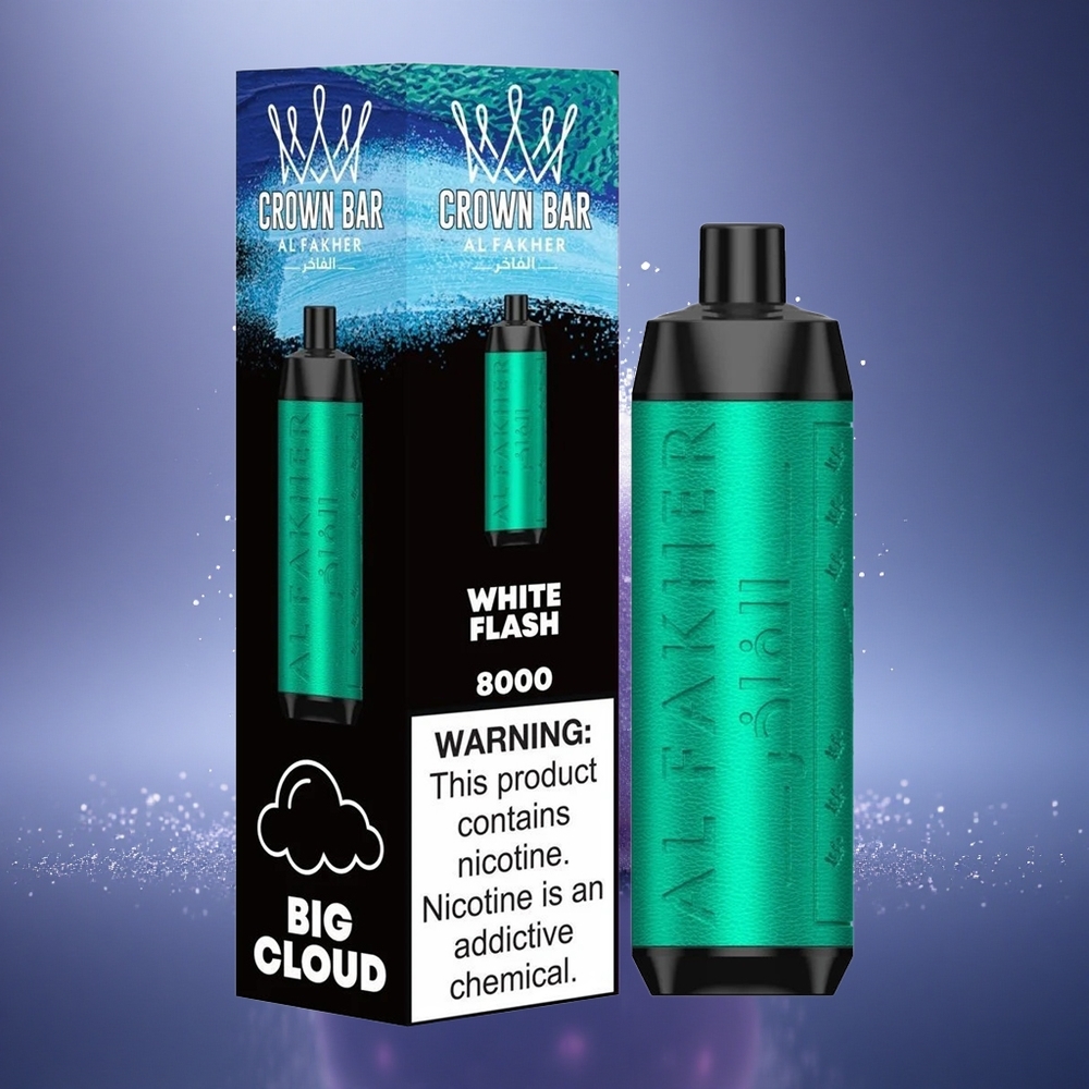 Al Fakher Crown Bar 8000 Crystal Éclair Blanc Cristal 18ml 5mg 0.6ohm