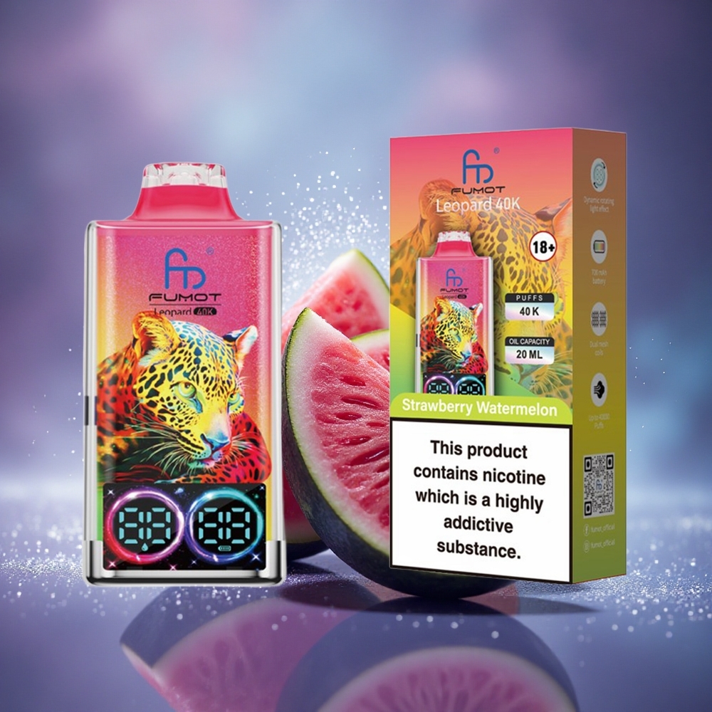 Fumot Leopard 40K Puffs Fraise Pastèque Dual Mesh 0% Nicotine