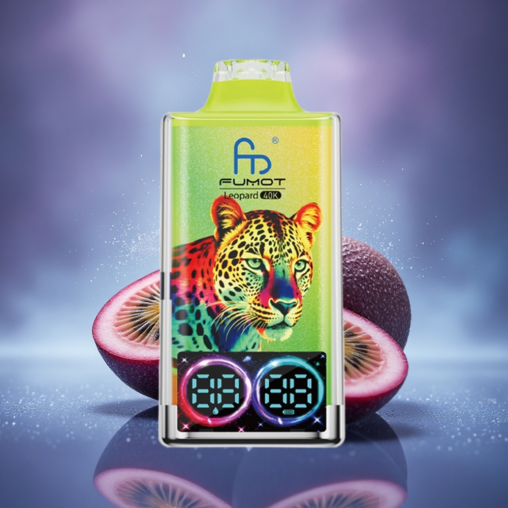 Fumot Leopard 40K Puffs Kiwi Fruit de la Passion Goyave avec 5% Nicotine et Chargeur Type-C