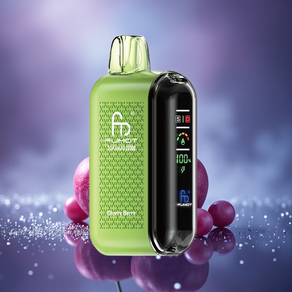 Fumot Tornado 20000 Puffs Baie Cerise Dual Mesh Écran Intelligent