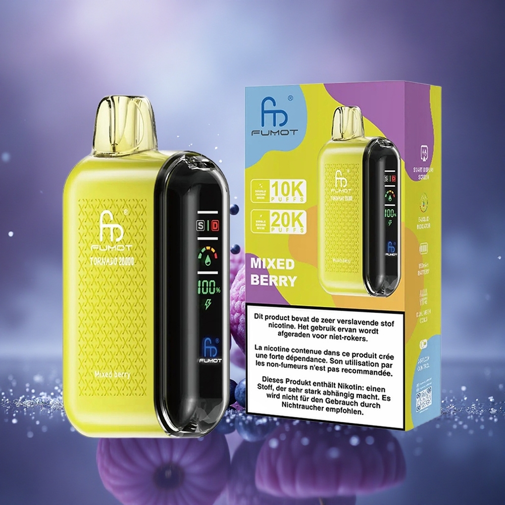 Fumot Tornado 20000 Puffs Baie Mixte Double Mesh Écran Intelligent