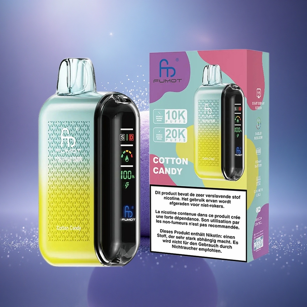Fumot Tornado 20000 Puffs Barbe à Papa Double Mesh Intelligent