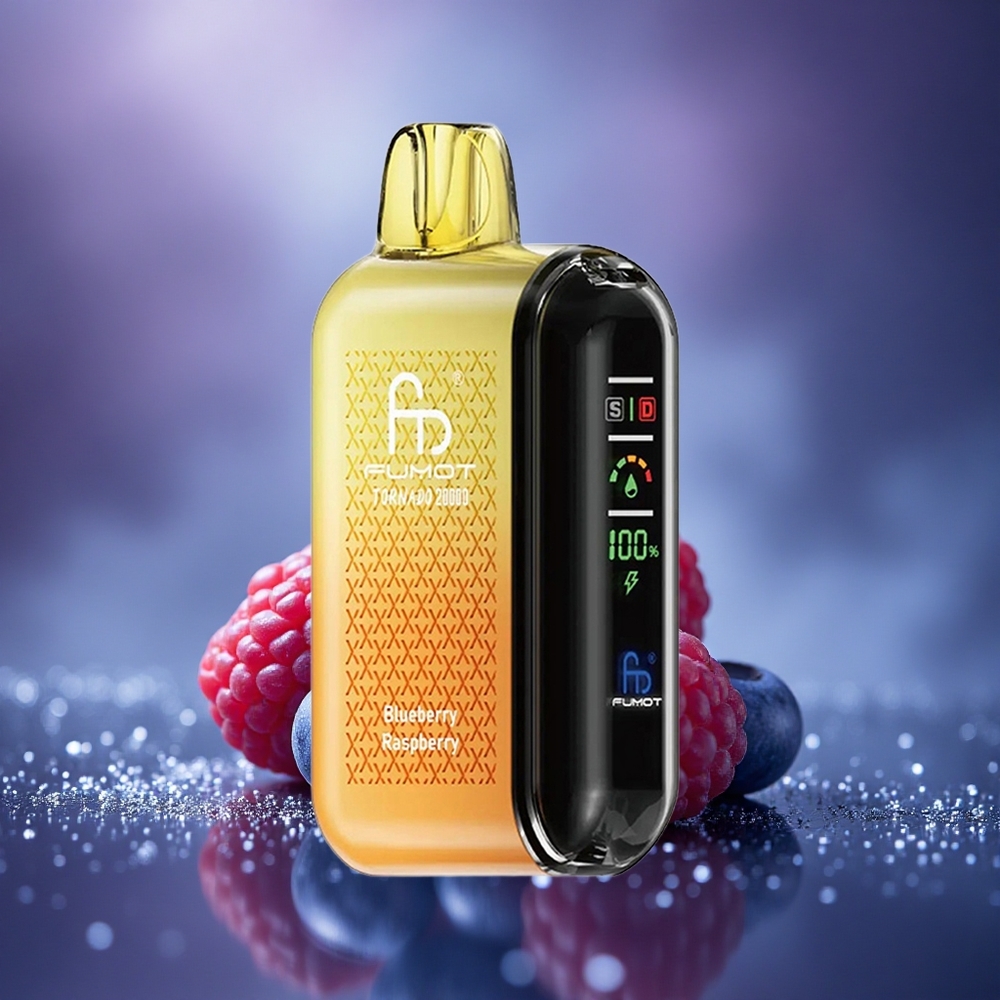 Fumot Tornado 20000 Puffs Framboise Myrtille Double Mesh Affichage Intelligent