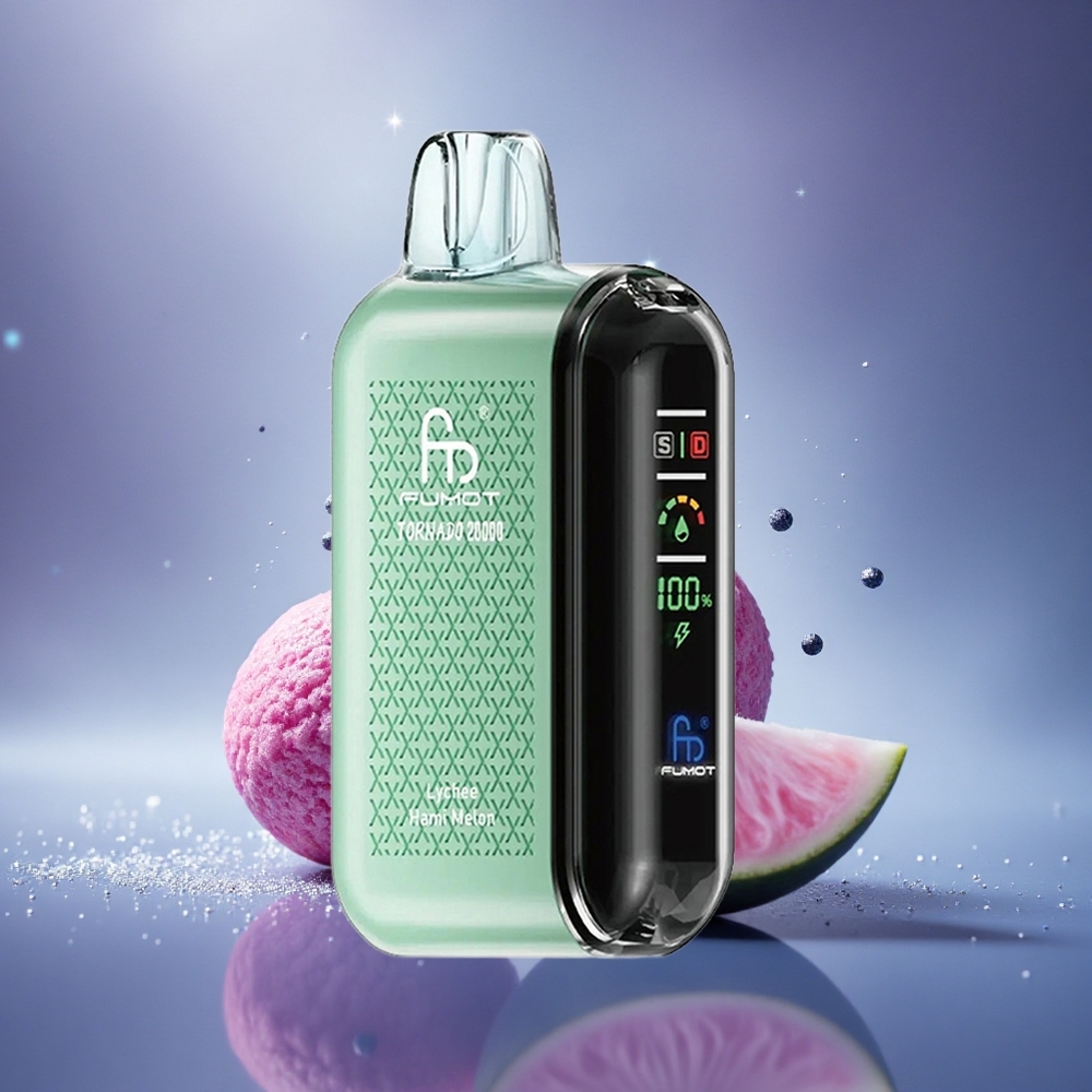 Fumot Tornado 20000 Puffs Litchi Melon Hami à Double Mesh et Affichage Intelligent