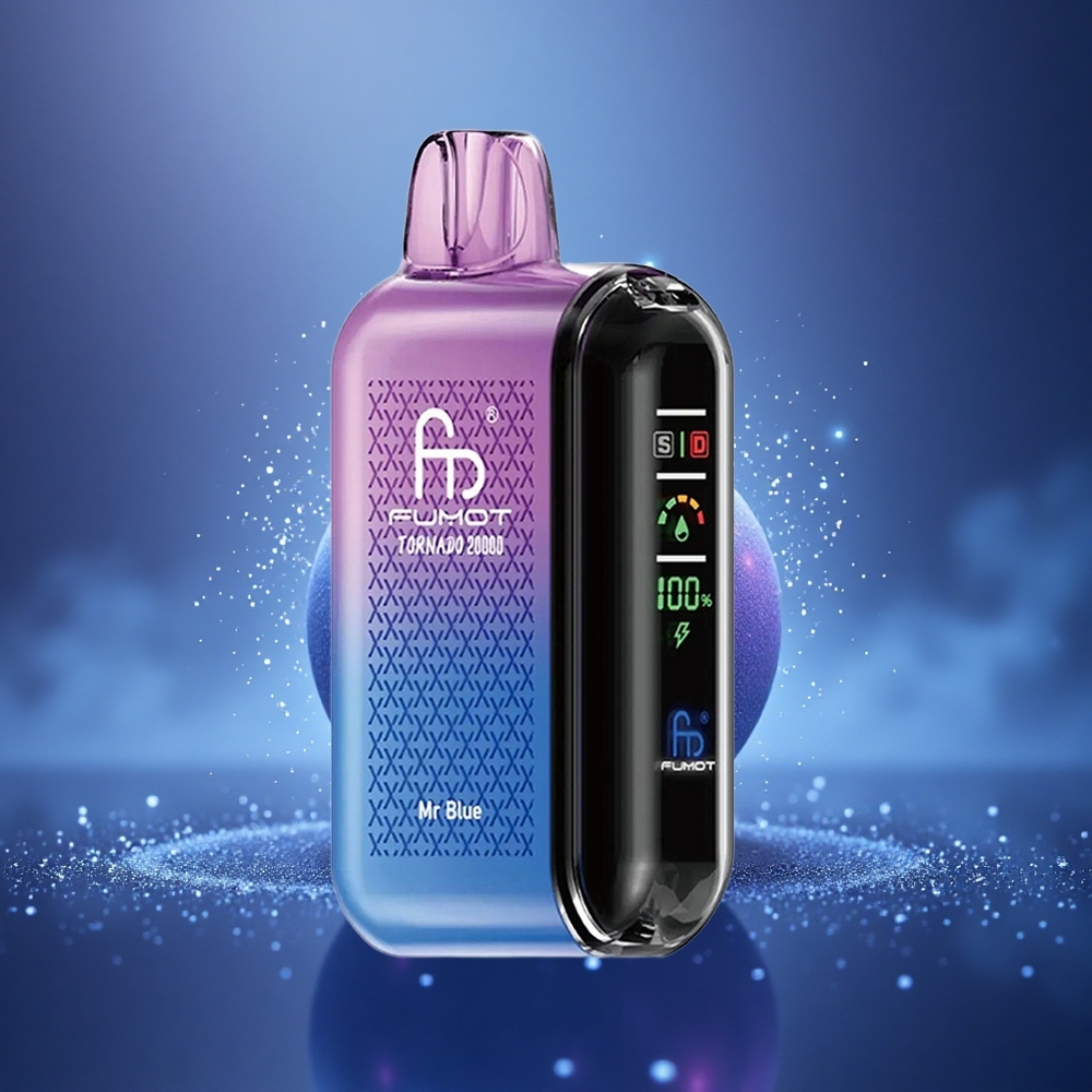 Fumot Tornado 20000 Puffs Monsieur Bleu Dual Mesh Coil Affichage Intelligent