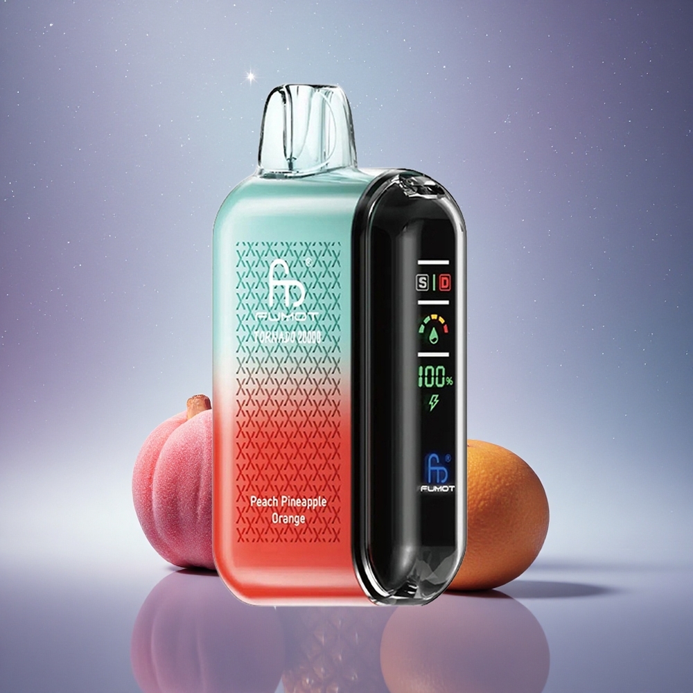 Fumot Tornado 20000 Puffs Pêche Ananas Orange Dual Mesh Coil Smart Display