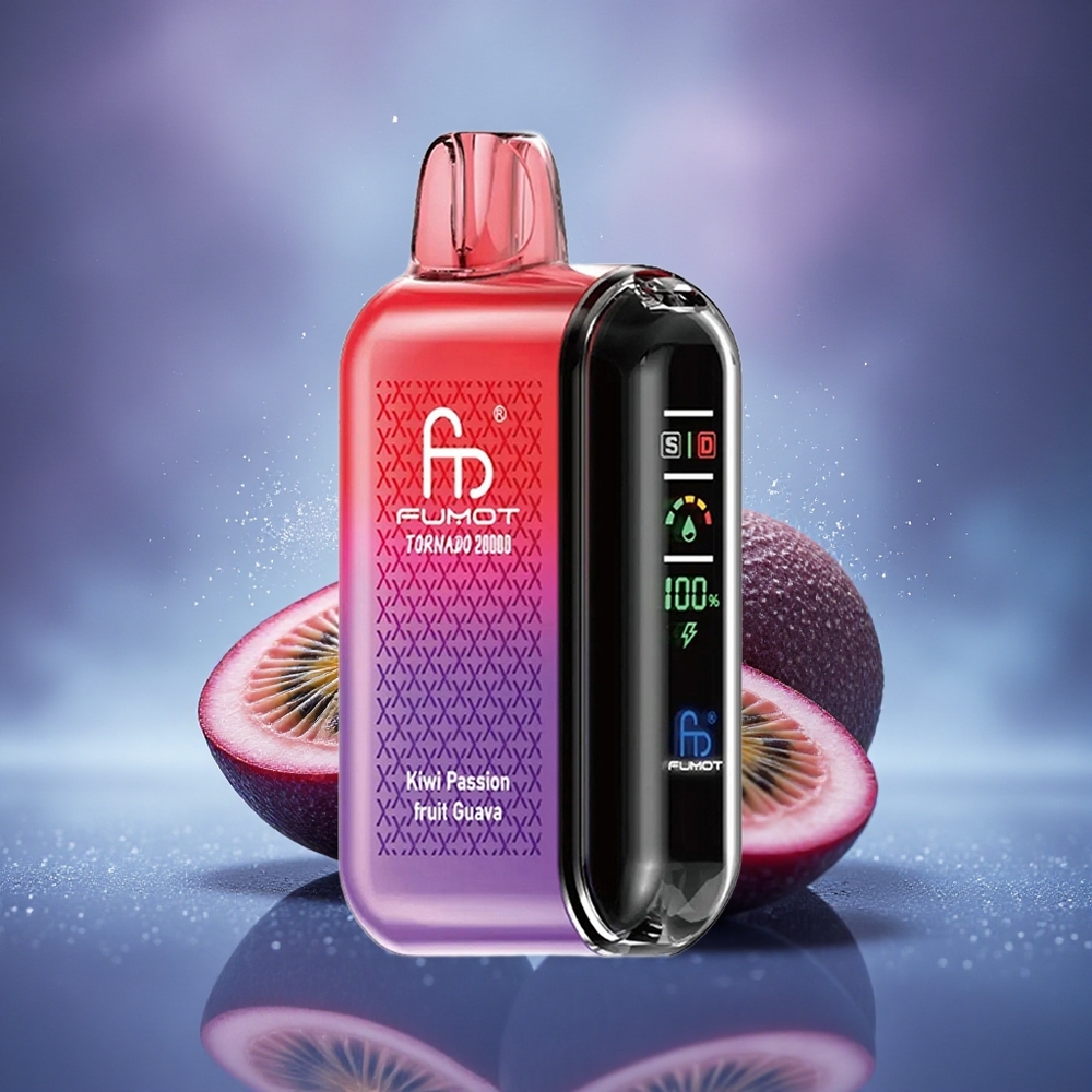 Fumot Tornado 20000 Puffs Passion Fruit Goyave Kiwi Double Mesh Affichage Intelligent