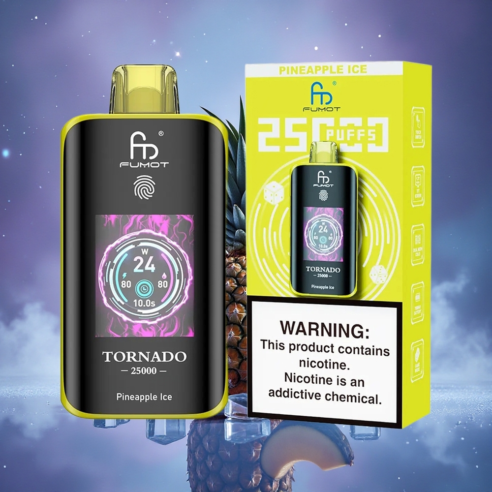 Fumot Tornado 25000 Puffs Ananas Glace Écran HD 20ml Type-C