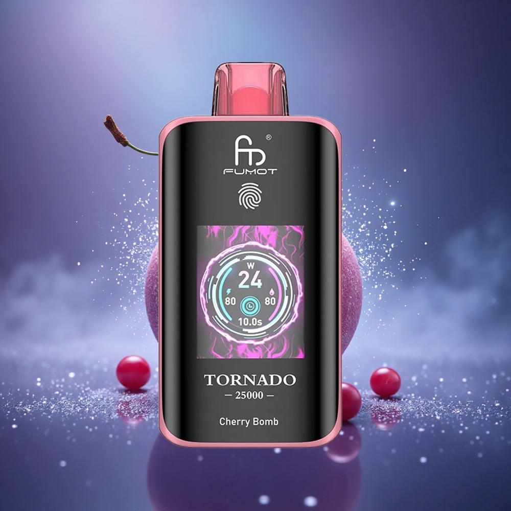 Fumot Tornado 25000 Puffs Bombe Cerise HD Écran 700mAh Type-C