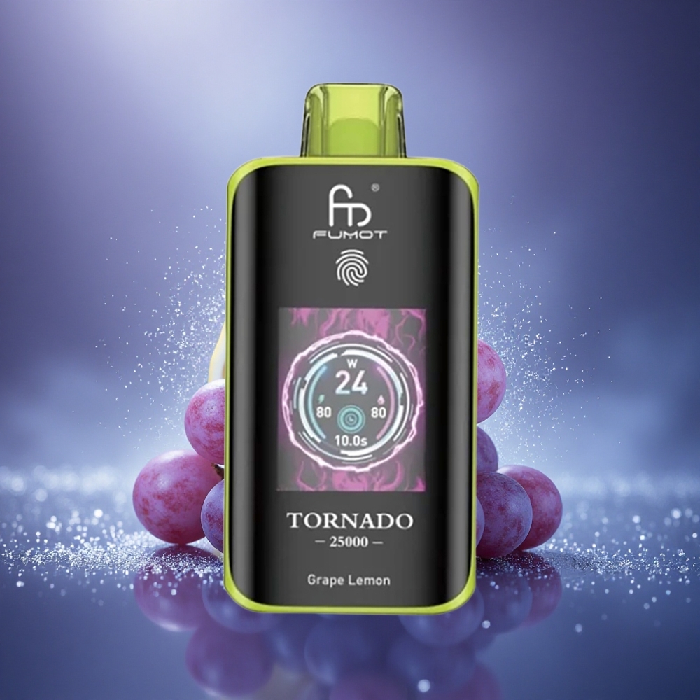 Fumot Tornado 25000 Puffs Citron Raisin Écran HD 700mAh Type-C
