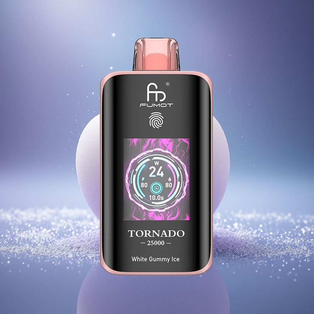 Fumot Tornado 25000 Puffs Glace Gommeuse Blanche Écran HD 20ml Type-C